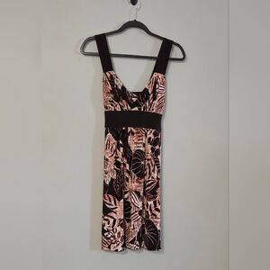 Speechless Brown and Orange Tropical Print Baby Doll Dress Juniors Size M